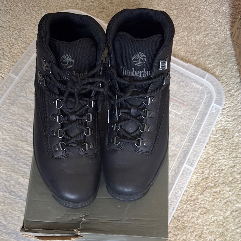 Timberland Euro Hiker  Black Ankle Boots with Rugged Design
